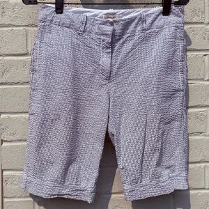 Sophie Max shorts stretch seersucker gray white 6